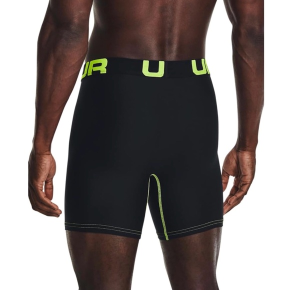 UNDER ARMOUR UA Tech BoxerJock 2-Pk 6" Inch Mens Size 5XL Black Neon Lime NWT - Picture 2 of 9